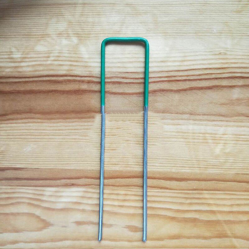 Clavos de acero al carbono en forma de U para jardín, estacas de red, cubiertas de paisaje, 1 Uds.