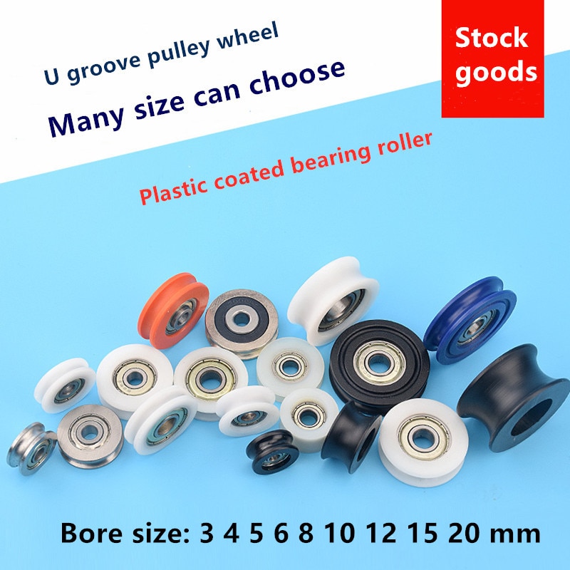 20 pièces delrin POM plastique enduit portant nylon U rainure piste guidage roulements à rouleaux poulie Peilin roue alésage taille 3 4 5 6 mm