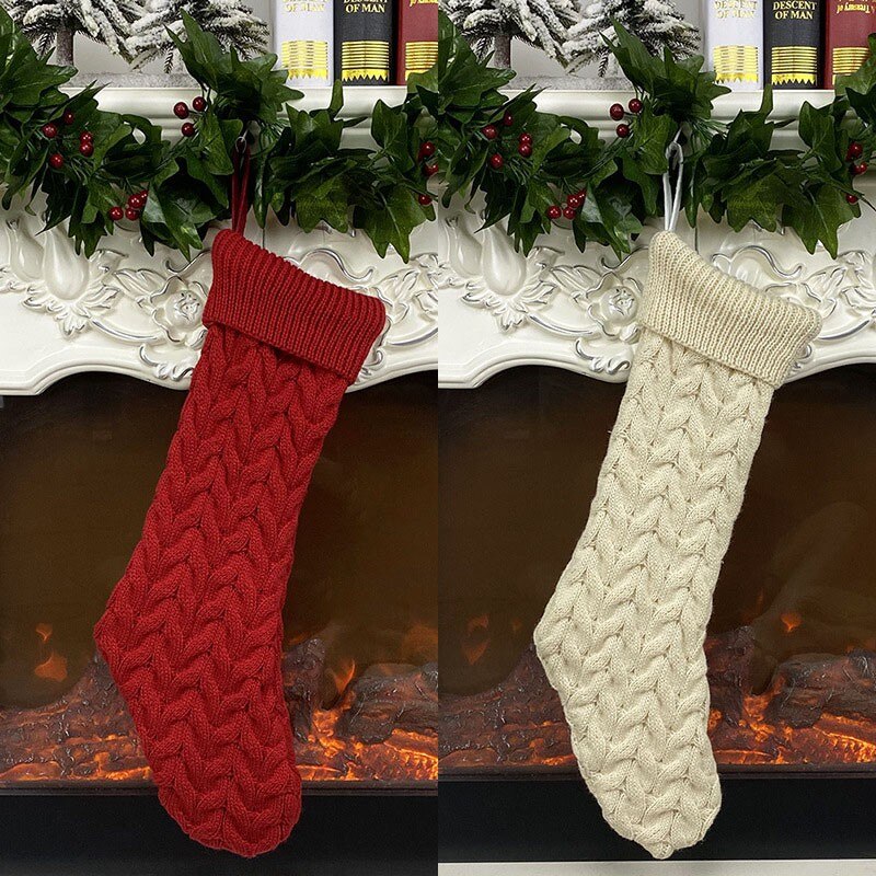 Christmas Plaid Stockings Snowflake Pattern Hangin... – Grandado