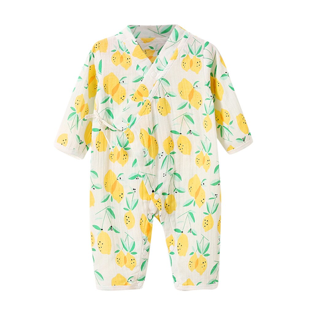 Pasgeboren Baby Baby Boy Meisje Garen Gewaad Bloemen Kimono Romper Jumpsuit Nachtkleding Kinderen Kleding Lange Mouw Thuis Kleding: E /  3-6 Months