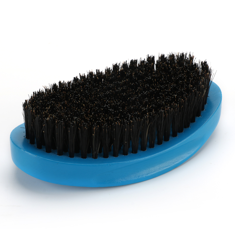 Blue 360 Wave Brush Afro Men's Comb Hair Brushes for Black Short Hair Wooden Handle Wild Boar Bristles Hard Medium: short
