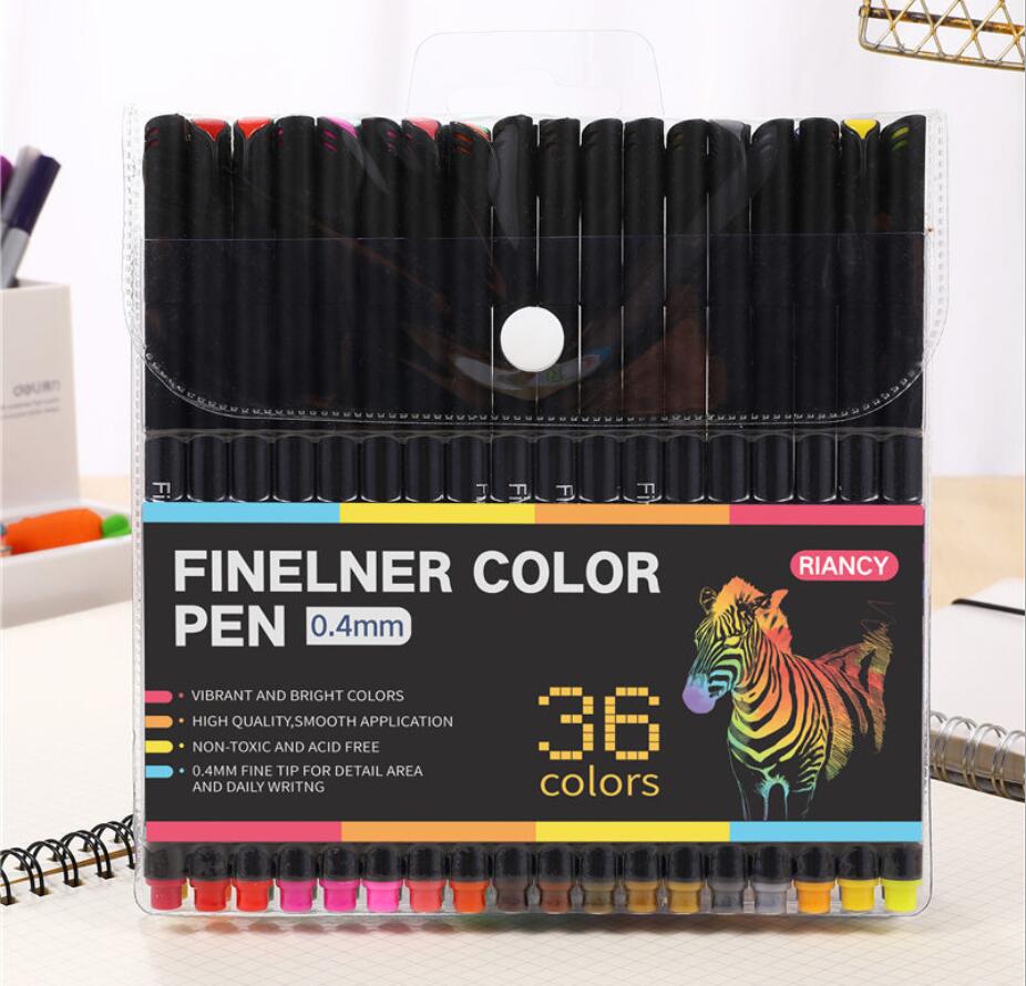 Akvarellpensel Penn Sett 60 Farger - finne liner Kunst Tusj - Tegning Maling - Skoleutstyr: 36 farger