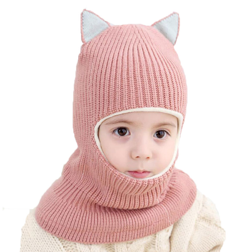 Beanie Warm Hat Kids Children Knitted Hooded Scarf Winter Circulal Knit Striped Earflap Ear Cap Scarves Child Accessories