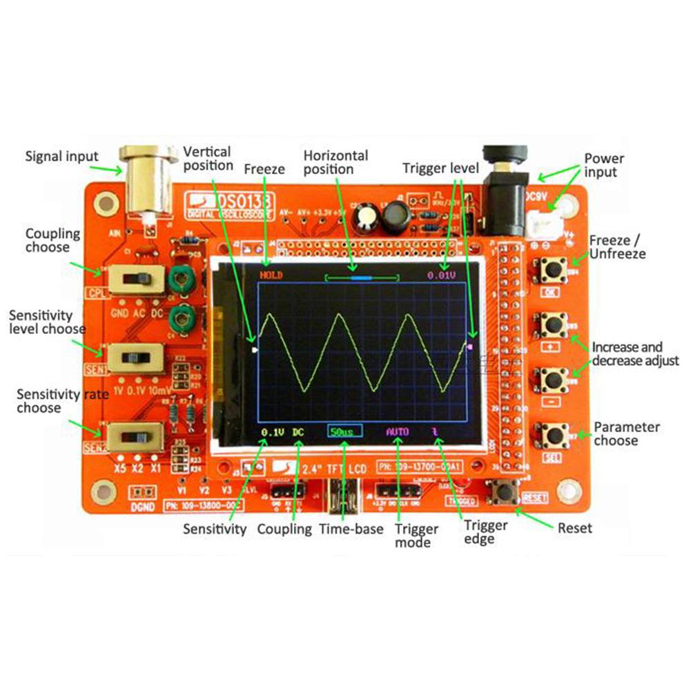 Fully Assembled Digital Oscilloscope With Acrylic Case Short-circuit Open-circuit Detection E-learning Kit Compatible For Dso138