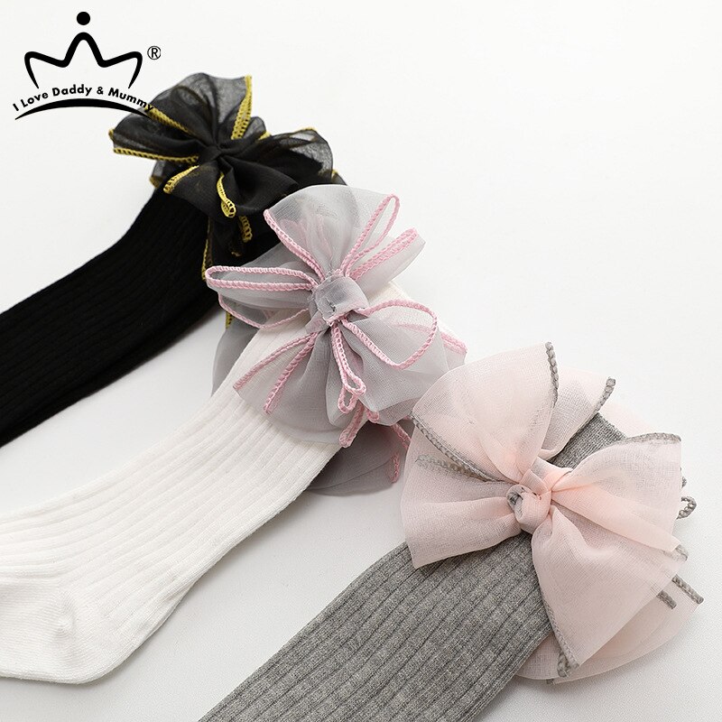 Baby Knee High Socks for Girls Lace Big Bow Socks Soft Cotton Autumn Winter Kids Long Socks