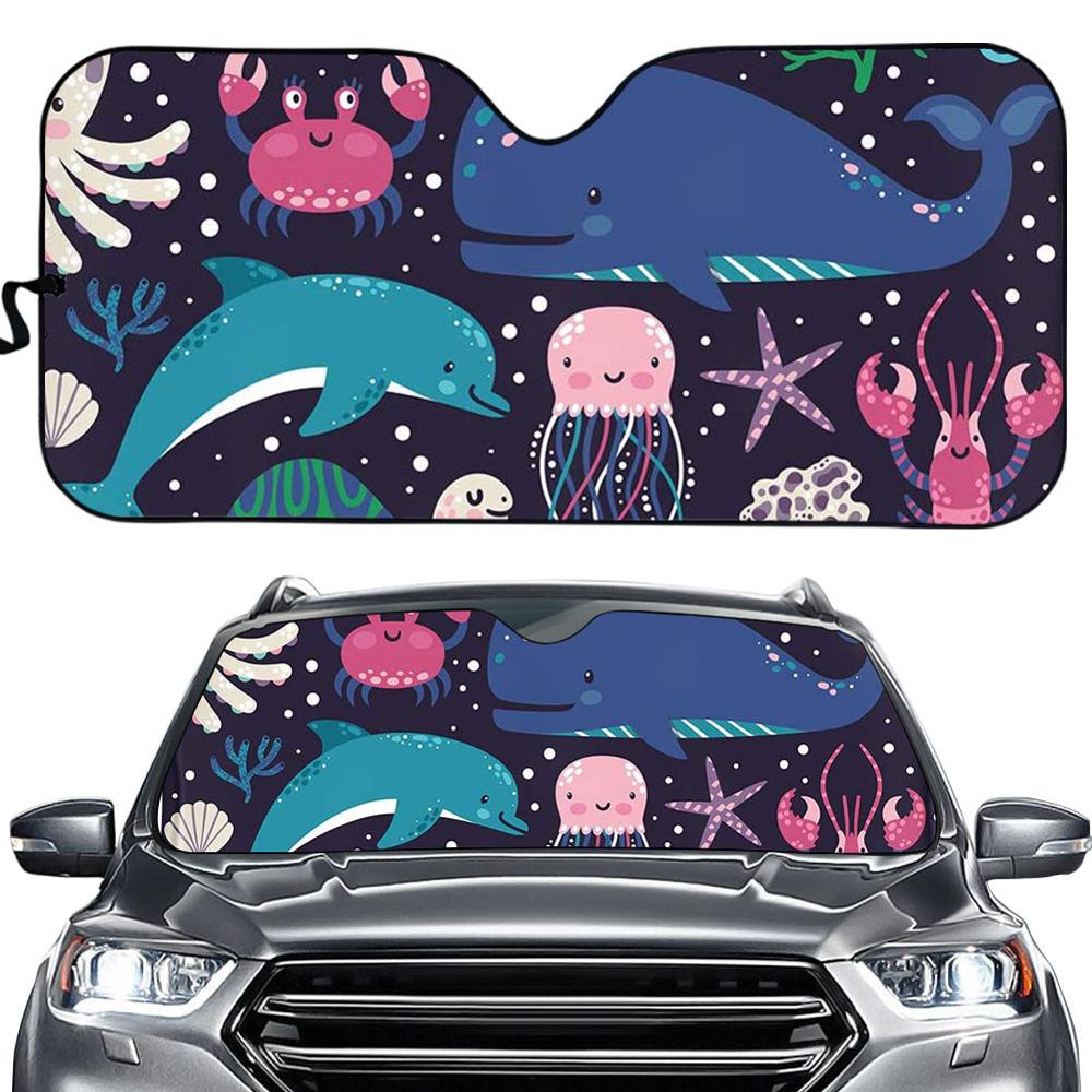 Cartoon dinosaurus hoes universele pasvorm auto zonnescherm auto raam blind blokkeert schittering van de zon/uv/hitte houdt uw auto koel blokkerker: Bbd 0144hc.