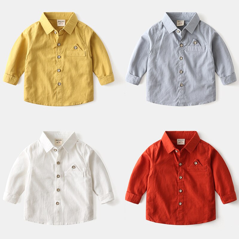 Chemise à manches longues pour garçon, vêtement pour enfant coréen en pur coton, automne