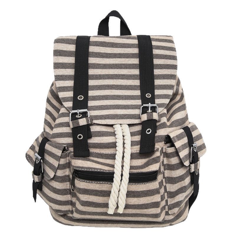 2025 Nowy koreański plecak w paski dla kobiet Modny, mały i wyjątkowy, duża pojemność, wszechstronny, plecak studencki