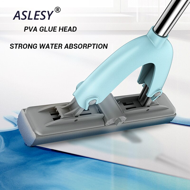 Spons Water Zuig Mop Rechtop Schoonmaken Squeeze Water Gratis Hand Wassen Nat En Droog Tweeërlei Gebruik Opvouwbare Huishoudelijke Mops met Emmer