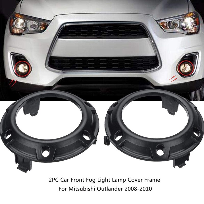 1 Paar Auto Mistlamp Lamp Cover Frame Zwart Abs Shell Voor Mitsubishi Outlander 8321A289 8321A290