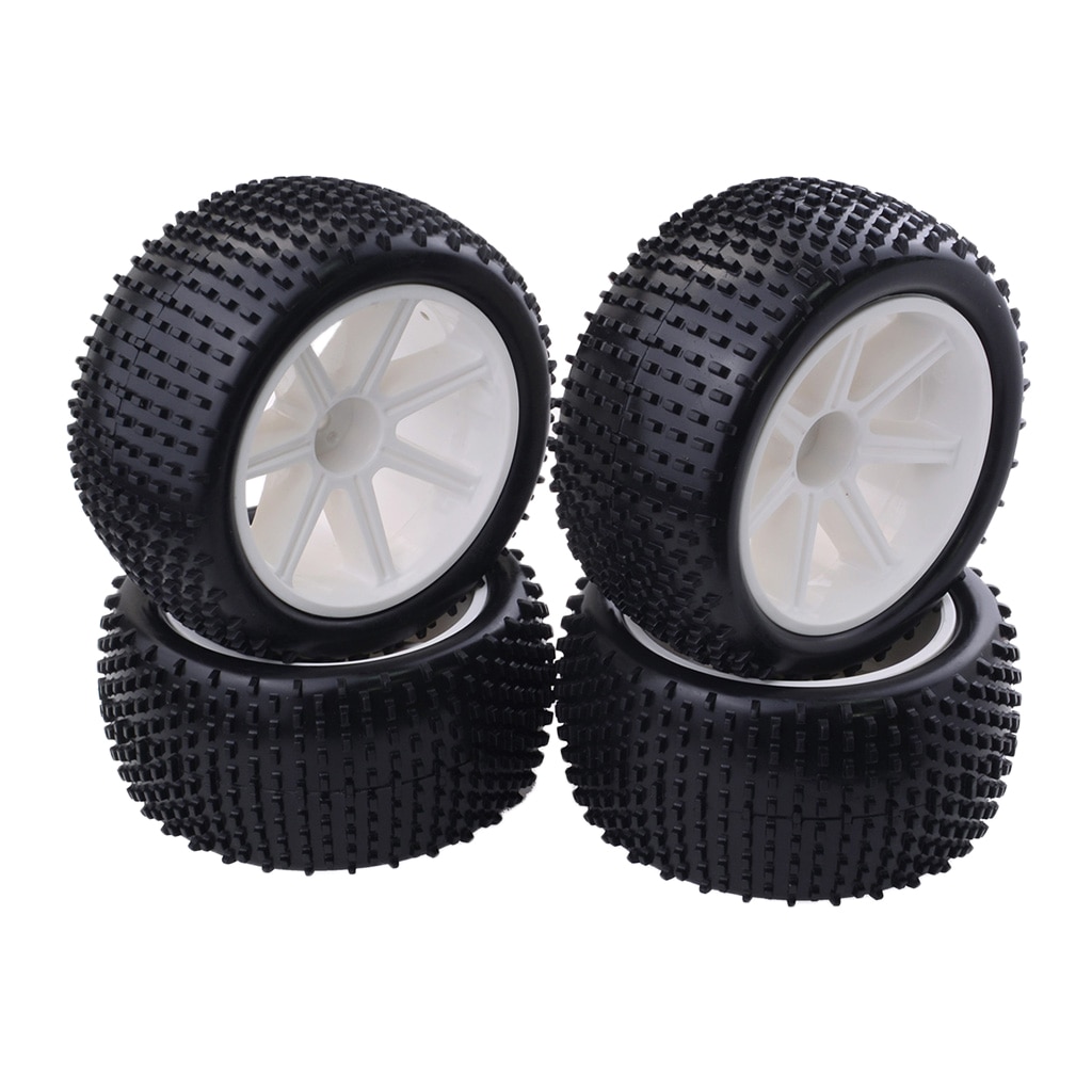 4Pcs RC Car Tires - Rubber Wheels Rims for HSP, Hongnor, LRP, VRX, Redcat FTX Buggy