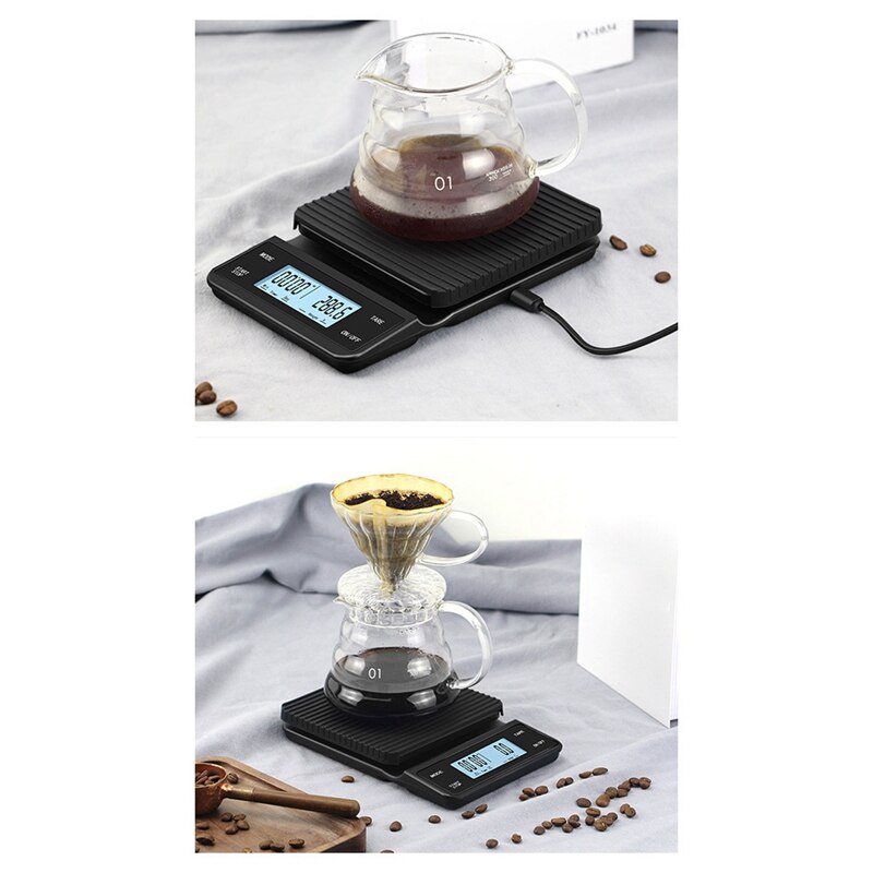 Electronic Scale Lcd Press Screen USB Charging Bar Scale Timing Kitchen Scale Hand Coffee Electronic Scale