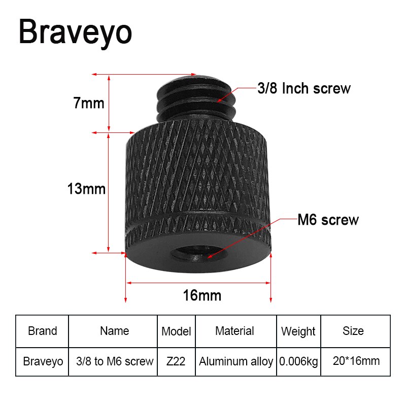 Camera Adapter Screw 3/8 to M6 M8 M10 M12 Inch Photography Screw Tripod Ballhead Mount Accessories For Dslr Live Flash Bracket: Orange