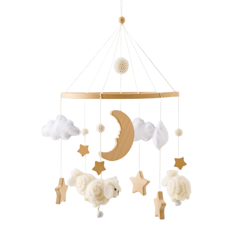 Campana para cama móvil para cuna de bebé, sonajero de madera de ganchillo, colgante de estrellas, campana para cama, juguetes para recién nacido, soporte para cuna cómodo, juguetes colgantes,: Azul