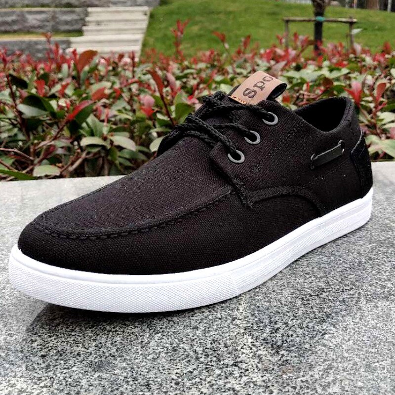 Herre senakers sko afslappet sportssko uden læder herre canvas trend fritidssko snøre afslappet sneakers herre sko jko: Sort / 10