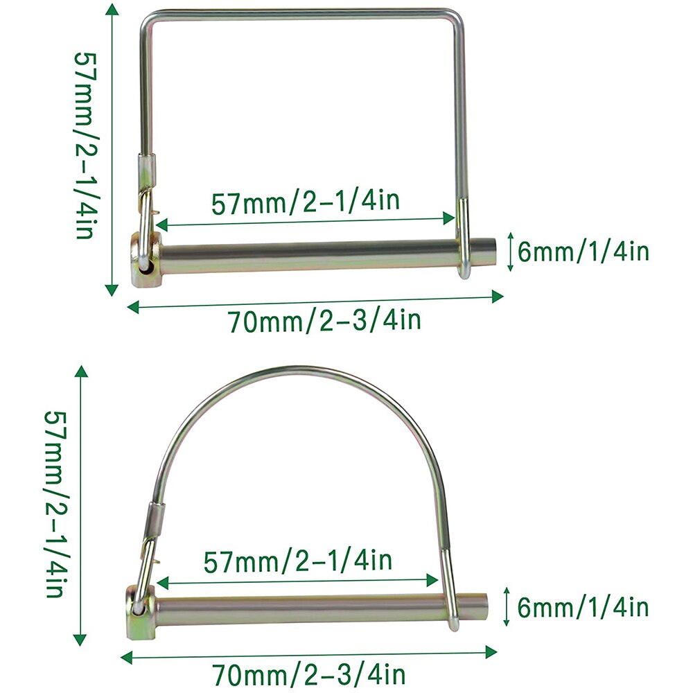 Wire Lock Pins, 1/4 Inch Heavy Duty Safety Coupler Pin Shaft Locking Pto Hitch Pin with Round Arch Wire Retainer for Trailers