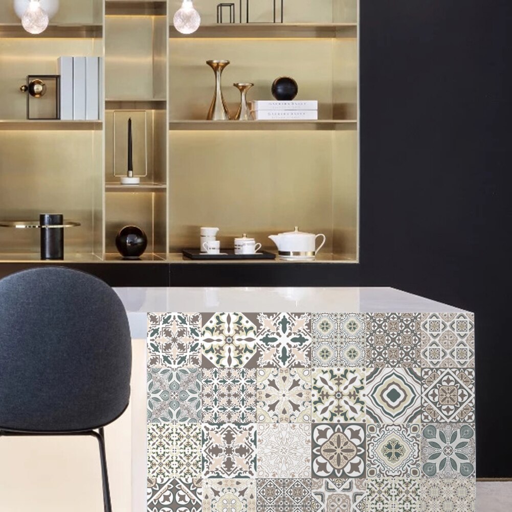 PVC Anti-collision Tile Sticker 20pcs Self Adhesive Diagonal Ceramic Tile Stickers Waist Line Art Wall Decals