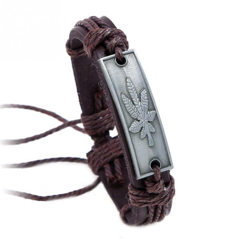 unisexe Vintage tissé Bracelet alliage érable ligne chanvre corde Bracelet charme bijoux accessoire pour hommes meilleur