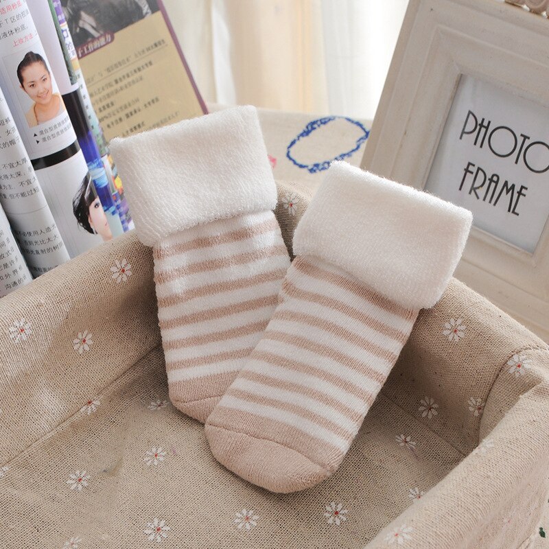 Chaussettes en coton à rayures 3 pièces/lot | Chaussettes chaudes pour bébés garçons et filles, chaussettes pour bébés et enfants, vêtements pour la maison