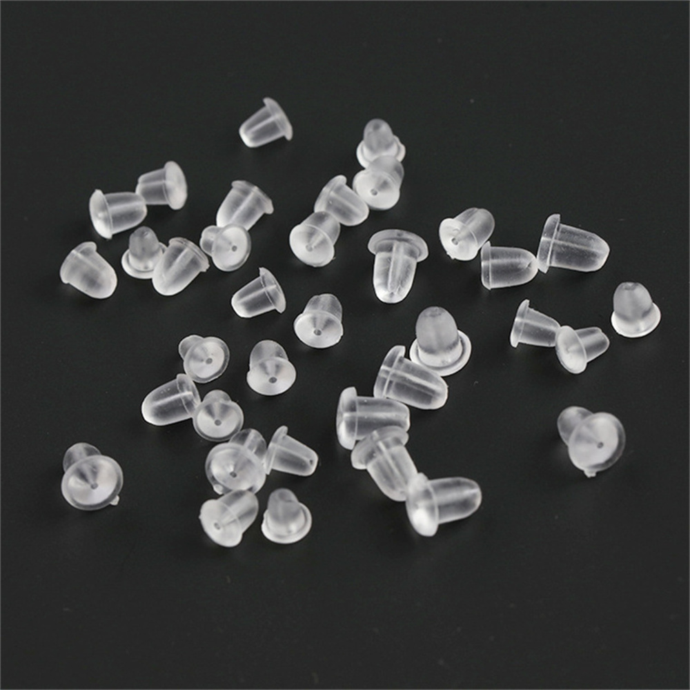 200/1000 Uds. De pendientes transparentes de silicona, respaldos de seguridad, tapón de embrague tipo bala, repuesto para pendientes de gancho, aros, accesorios DIY: 10 mm