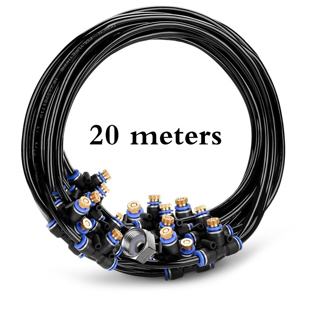 5-20M Verneveling Spray Cooling Water Mist Spuit Systeem Tuin Vernevelaar Outdoor Vernevelaars Voor Huis Tuin Irrigatie: 20m EU Plug