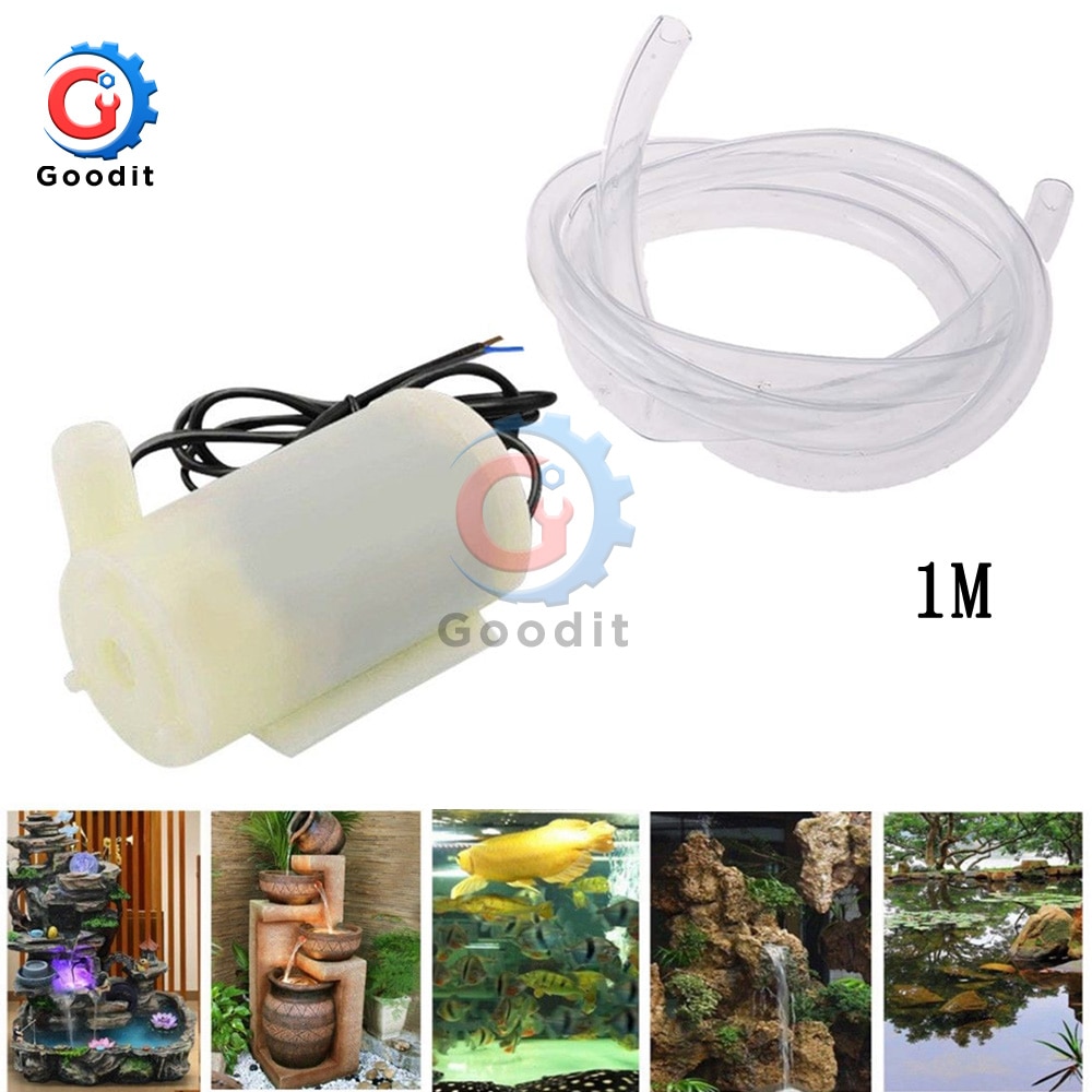 Mini Micro Submersible Water Pump 100L/H DC 3V Low Noise Brushless Motor Pump horizontal vertical 1m soft hose