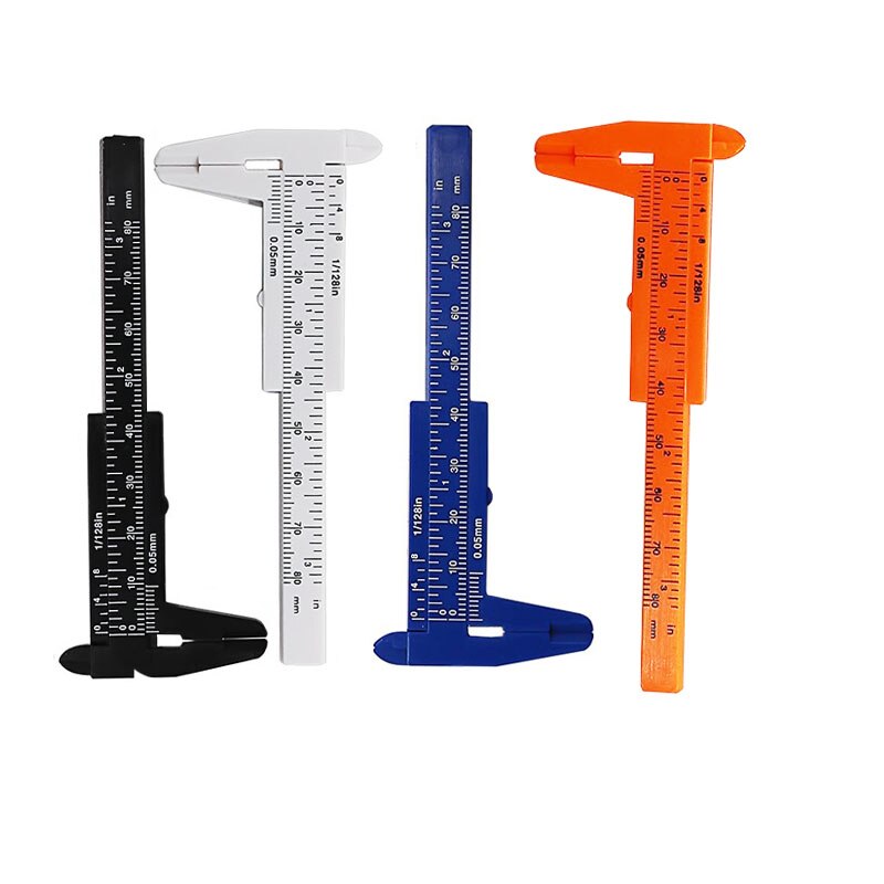 1Pc Zwart Wit Blauw Oranje Schuifmaat 80 Mm 3 In Metrische Dubbele Schaal Plastic Liniaal Measure Tool