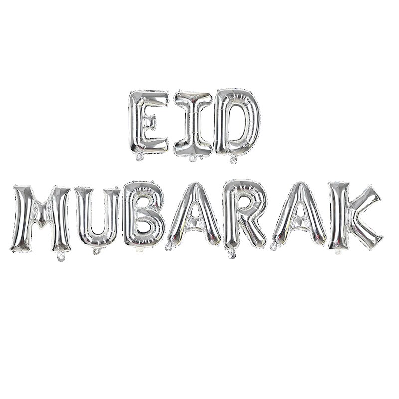16inch Eid Mubarak Letter Foil Balloon Gold Silver Ramadan Mubarak Helium Balloon Muslim Festival Party Decoration Supplies: B02