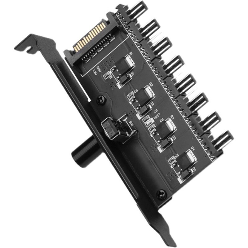 12V 4Pin/3Pin Fan Hub Speed Controller Knob 8 Ports PC Case Cooling Cooler Fan Universal Computer Regulator For Gamer