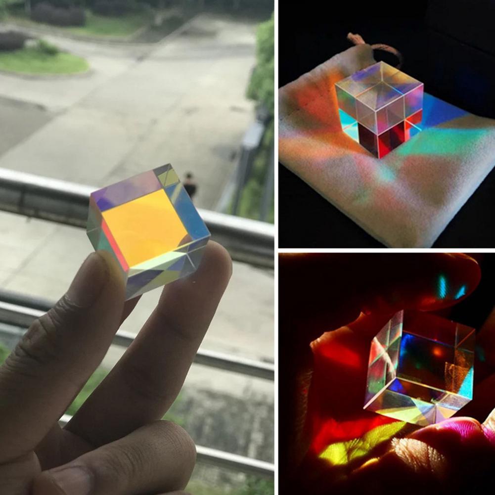 Prisme à Six faces à lumière vive, Cube prisme diviseur de faisceau de vitrail outil d'expérimentation optique