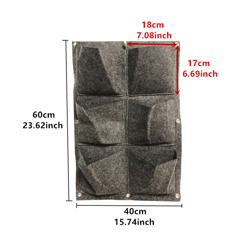 25/36/49 Zakken Opknoping Grijs Grow Bag Planter Verticale Tuin Groente Living Garden Bag Planter Groeiende Zakken Bloemen Supply: 6 grid gray