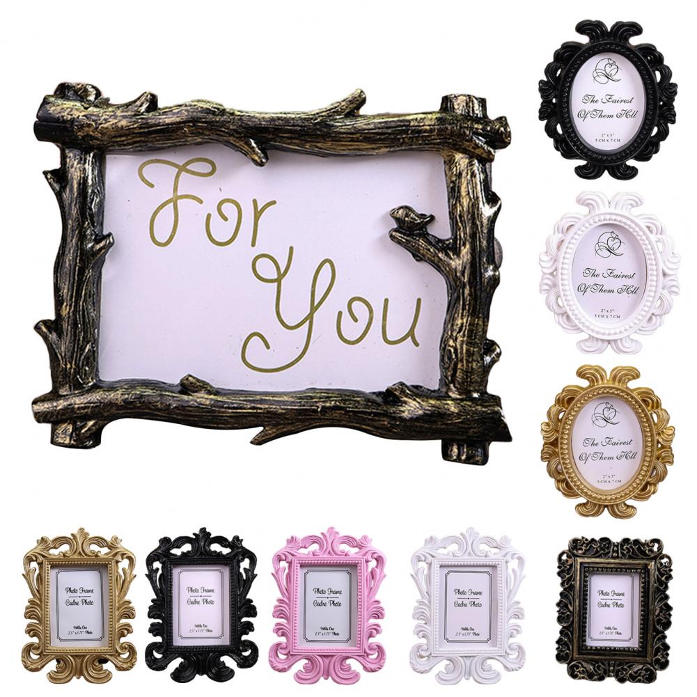 Retro Floral Photo Frame Elliptical Desktop Picture Frame Ornament Small Baroque Photo Holder Photo Prop Wedding Home Decor