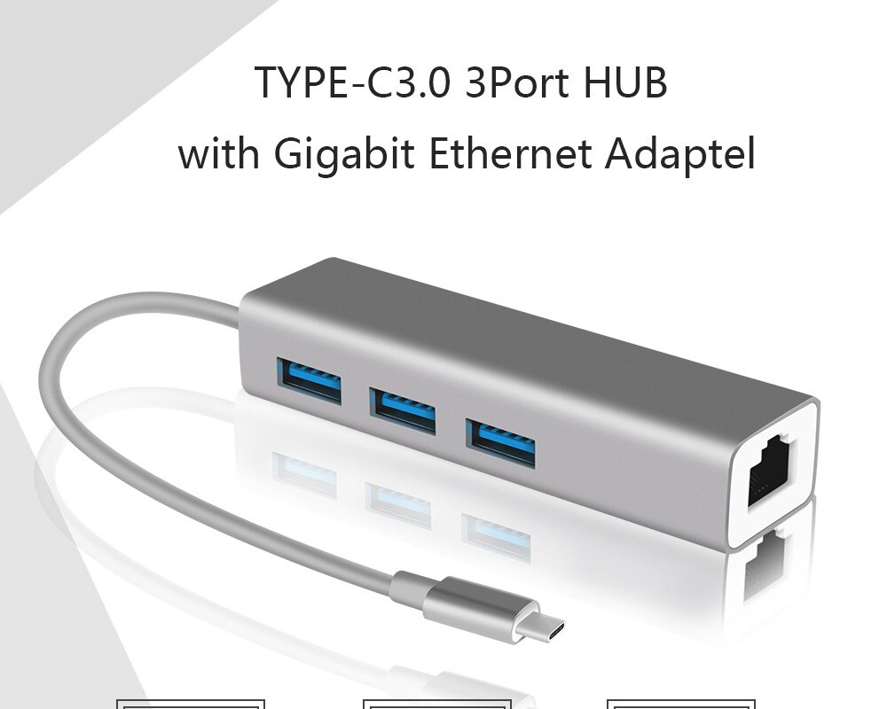 USB tipo C a RJ45 100/1000M, USB3.0 2,0, red externa extendida, concentrador USB C para STB TV Box, ordenador portátil y Macbook