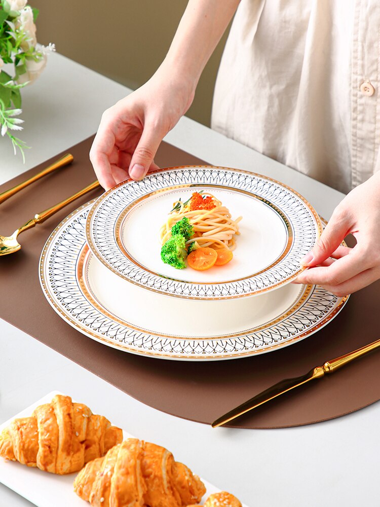European-style Western-style Dinner Plate, Household Steak Plate, Light Luxury Western-style Dish Plate, Bone China Tableware