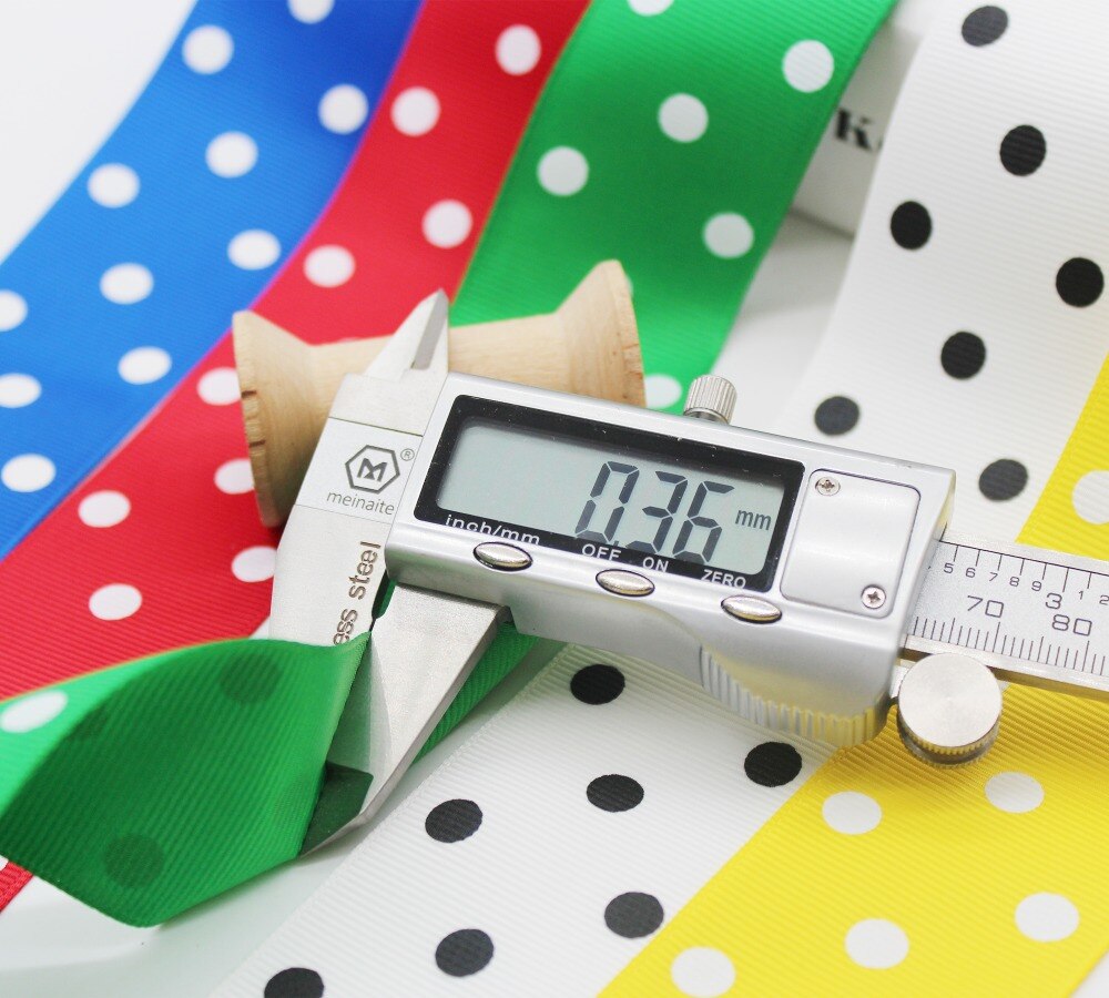 1.5 inch 38mm 4cm stippen grosgrain lint milieuvriendelijk polyester stof bedrukt met witte stippen voor hoofdband lint strik accessoire
