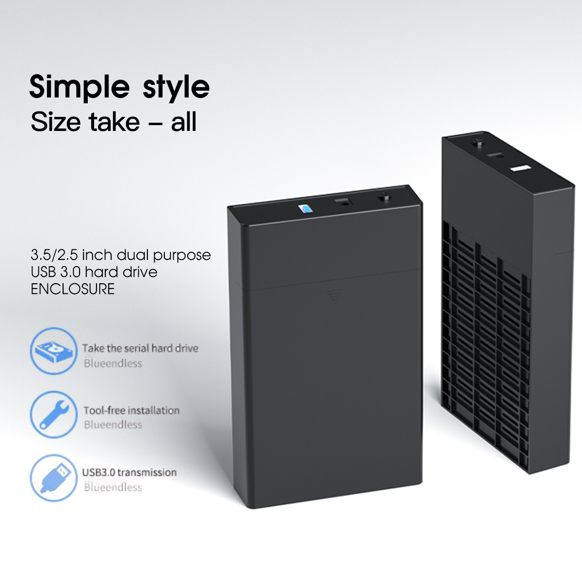 USB 3.0 3.5 inch HDD SATA External Hard Drive Case box Reader Support 10TB Hard Drive Enclosure High Speed Adapter for PC Lapop.