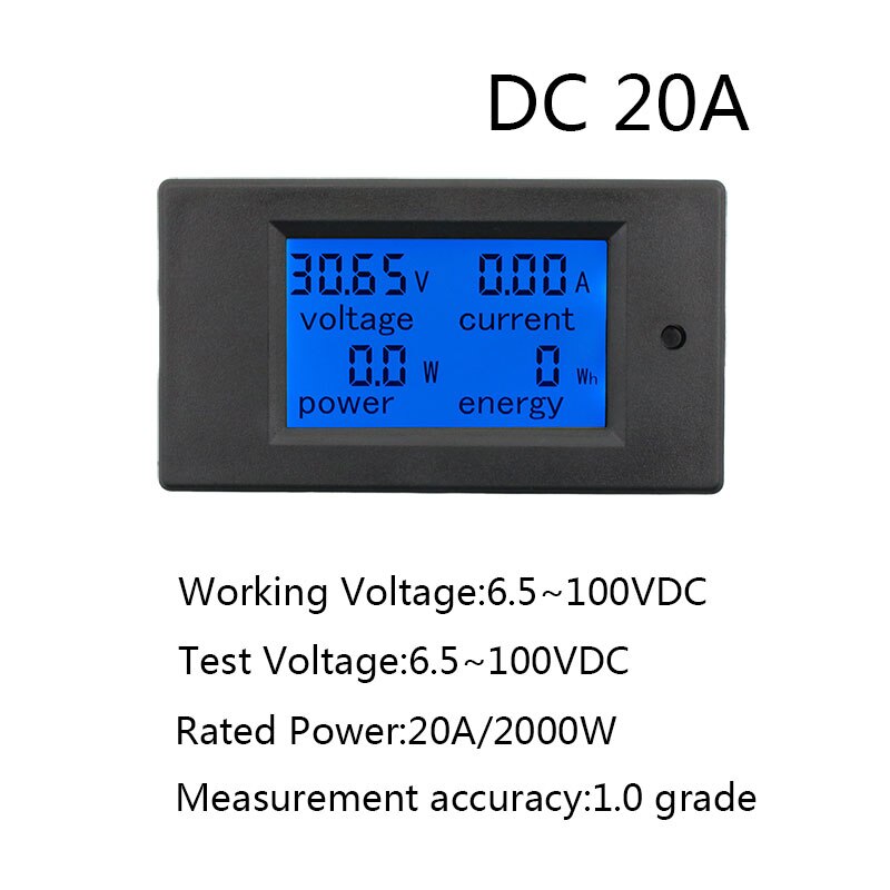 20A 100 EINE AC 80-260V DC 6,5-100 V Digitale LED-anzeige Voltmeter Amperemeter Wattmeter Energie energie Meter 12V 24V 110V 220V Volt Tester: DC 20A Meter
