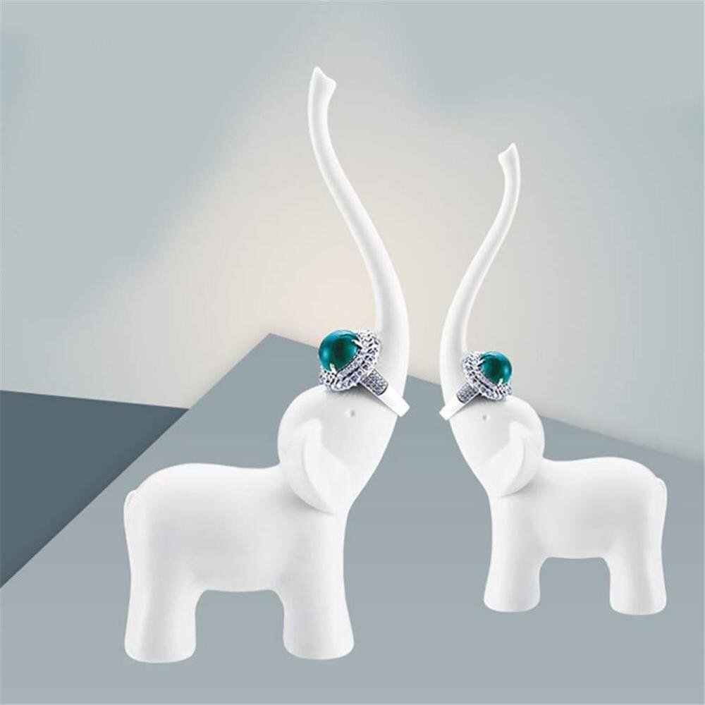 Soporte de escritorio para anillo de elefante y Cisne, estante de exhibición de joyería, organizador decorativo para manualidades de modelado de melamina, color blanco