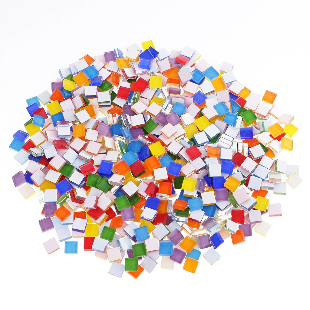 390 Piece Multicolor Square Vitreous Glass Mosaic Tiles Tessera for DIY Crafts 10x10mm