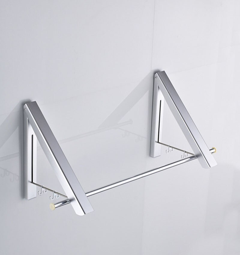 Useful Space Aluminum Wall Hanger Retractable Indoor Clothes Hanger Magic Foldable Drying Rack Waterproof Clothes Towel Rack: Style 2