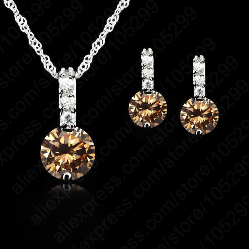 Women Beauty Jewelry Set 925 Sterling Silver Cubic Zircon Pendant Necklace/Earring Women Sets: 61