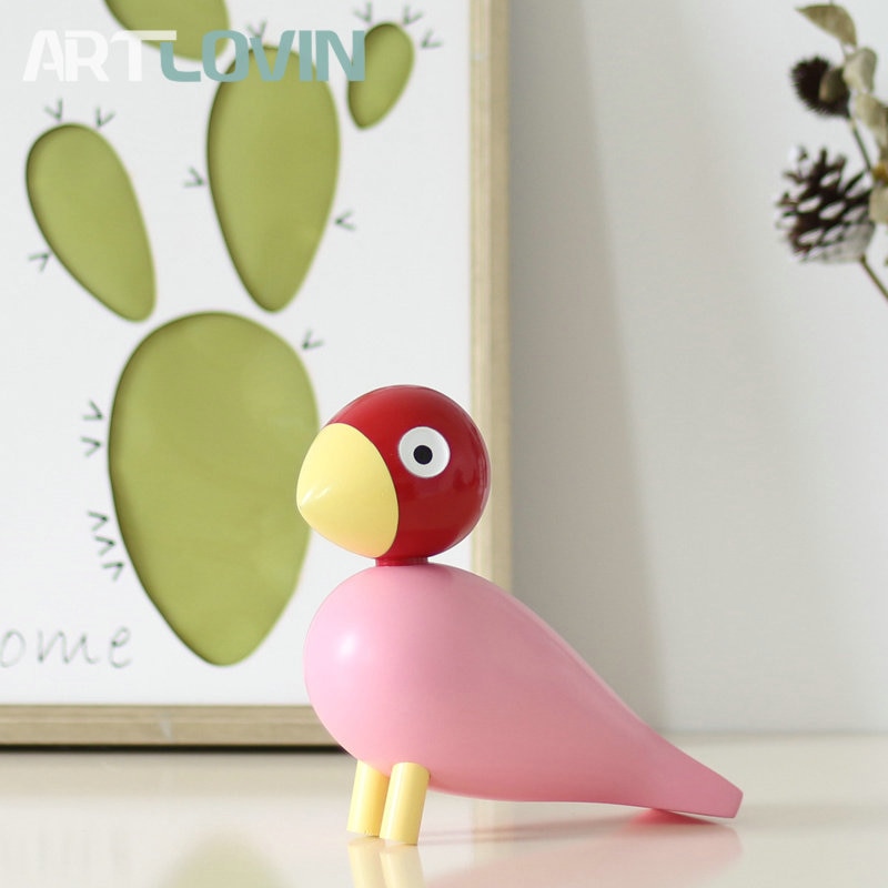 Nordique danemark Figurines d'oiseaux en bois Sculpture sur bois marionnette coloré peint Sculpture Figure animaux ornements pour la décoration de la maison