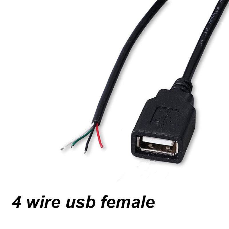 Micro USB hembra Jack 4 pines 2 pines macho hembra fuente de alimentación línea de datos Cable de carga conector de cable de extensión Q1: Azul / 2 m