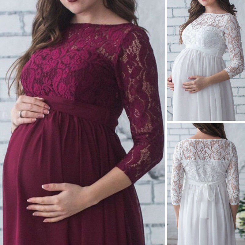 Pudcoco Schwangere murmeln Kleid Mutterschaft Fotografie Requisiten Frauen Schwangerschaft Kleidung Spitze Kleid Für Schwangere Foto Schießen Kleidung