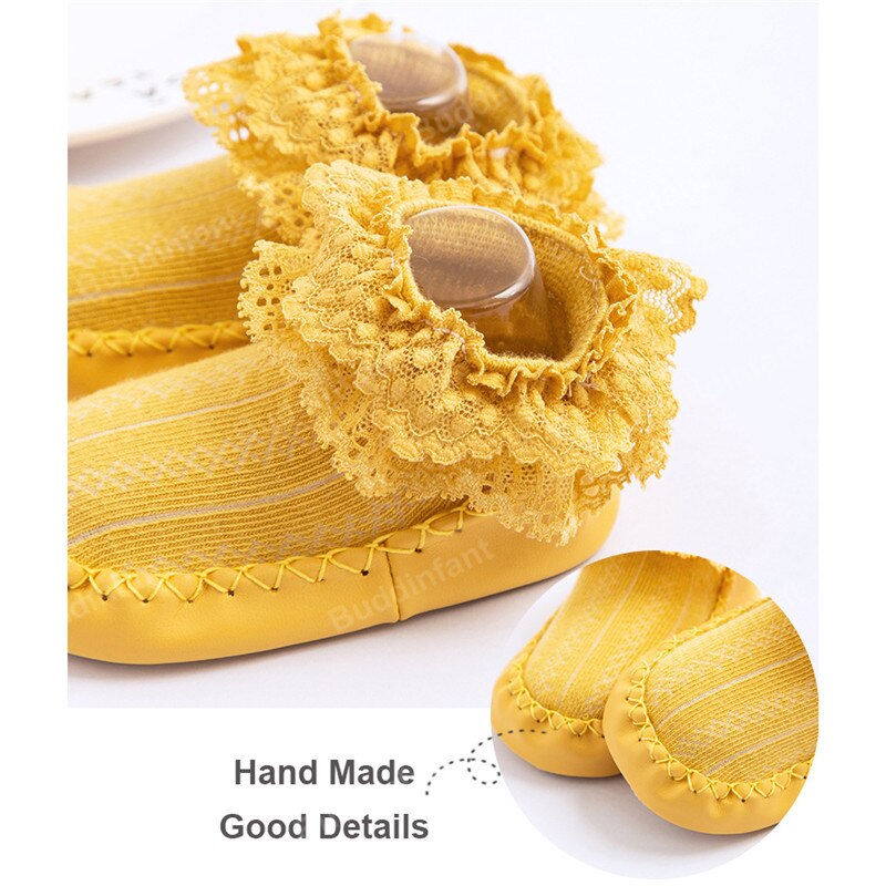 Sokken Meisje Kant Ruche Sokken Met Rubberen Zolen Voor Peuters Rubberen Zool Sokken Prinses Baby Sok Schoen slipper