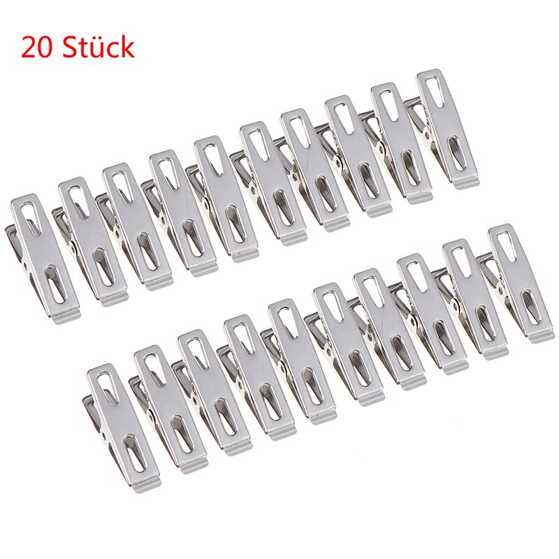 20 stuks sterke roestvrijstalen kledingklemmen, hangende spelden voor kleding, metalen wasknijpers, klemmen voor thuis wasgoed Kleren Sok Voedselafdichtingsfoto's, zakclips, hangerclips en knutselclip