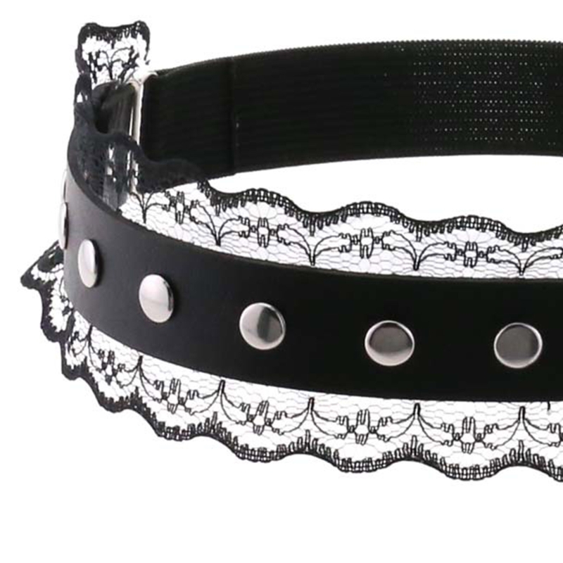Harnais de jambe en Faux cuir pour femmes, dentelle festonnée, gothique Punk, jarretelles, ceinture cloutée, anneau de cuisse élastique réglable X4YC