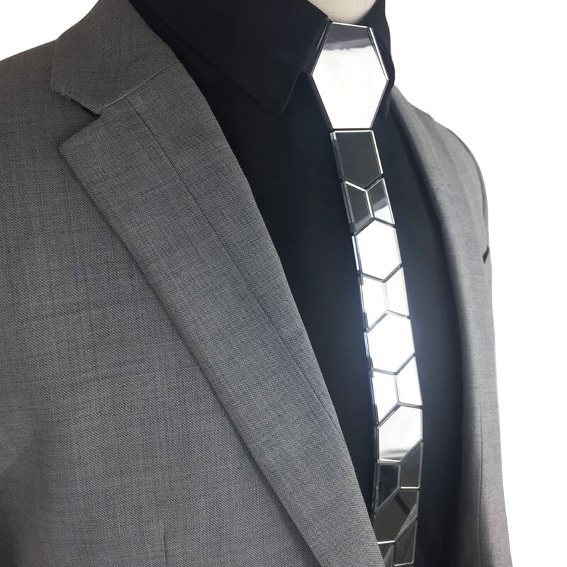 15 Styles Silver Hexagon Ties Stylish Men Skinny Neckties 6cm Luxury Men Box Formal Dress Wedding Accessory Unique