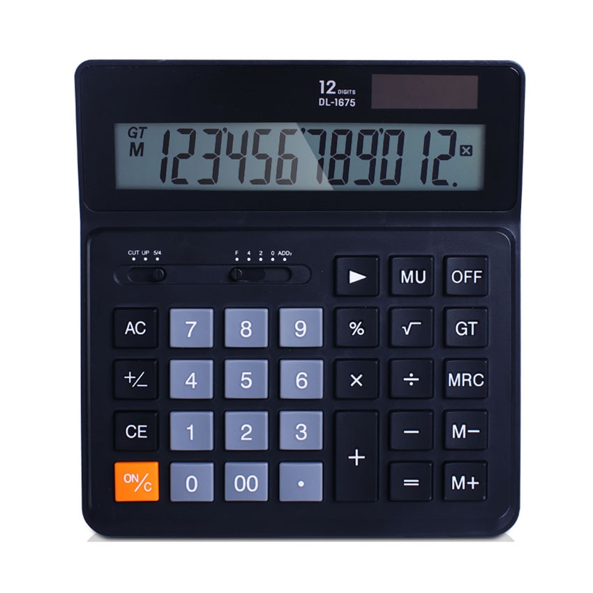 Dual Power Electronic Calculator 12 Digits 1.5V Button Battery Solar Calculator Business Office Financial Calculator Stationery