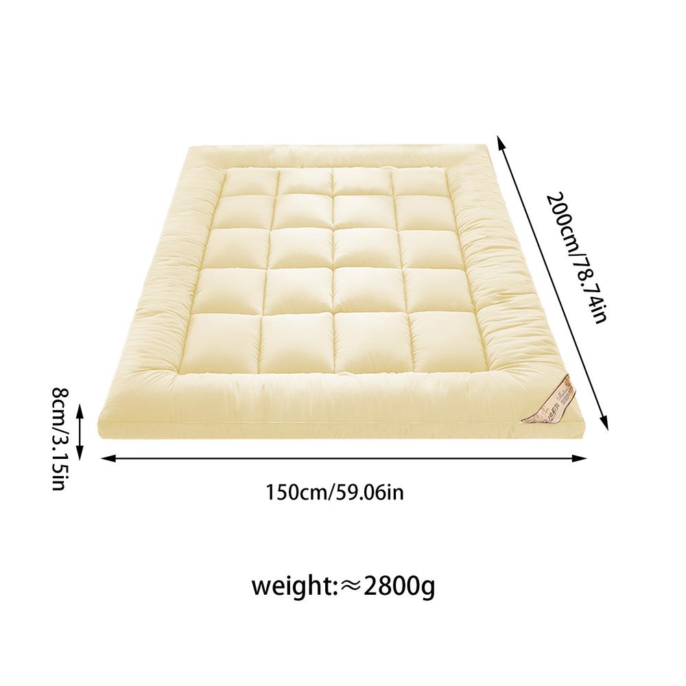 Matelas de tatami simple et double pour adultes, surmatelas doux et confortable, chambre à coucher, optique, 10cm, double, reine, king size: Or et de lumière